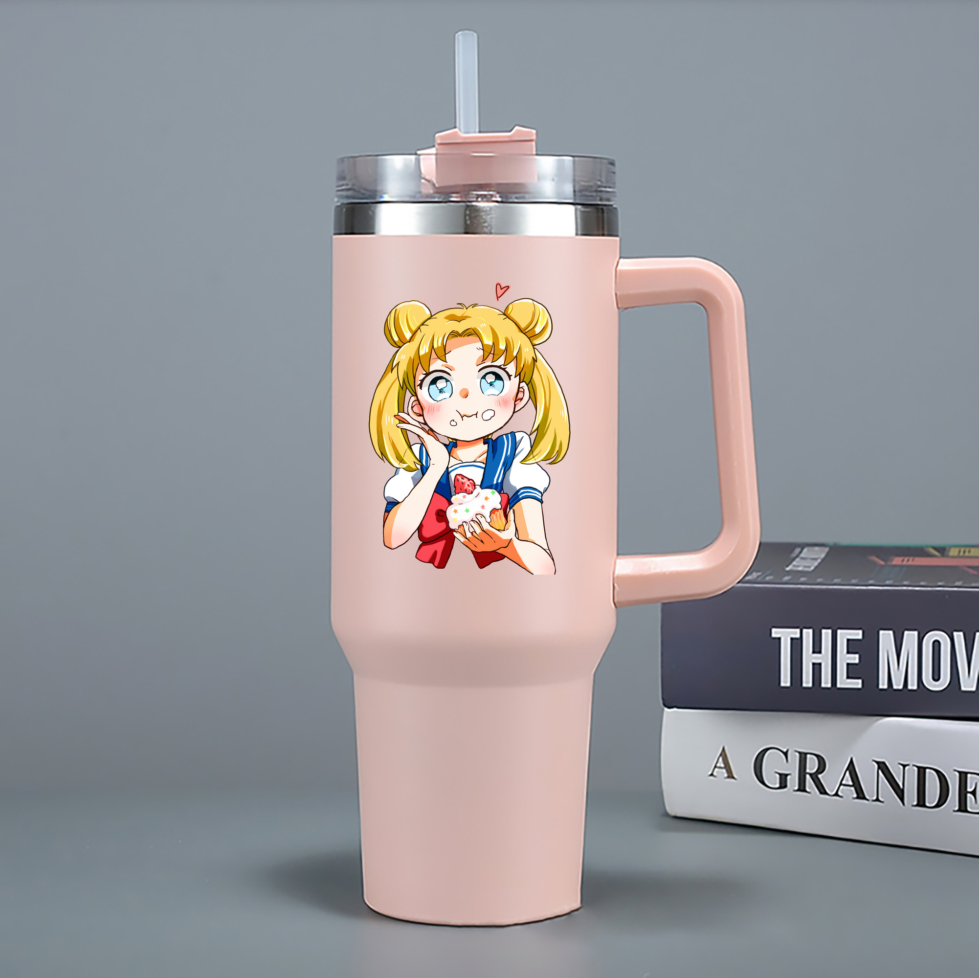 （画像用） 美少女戦士セーラームーン 愛野 美奈子 あいの みなこ Sailor Moon Aino Minako 1200mL車用タンブラー - クリスタルステッカー（プラスチックストロー付き）
